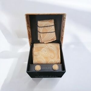 Adolfo Gold Paisley Tie Set